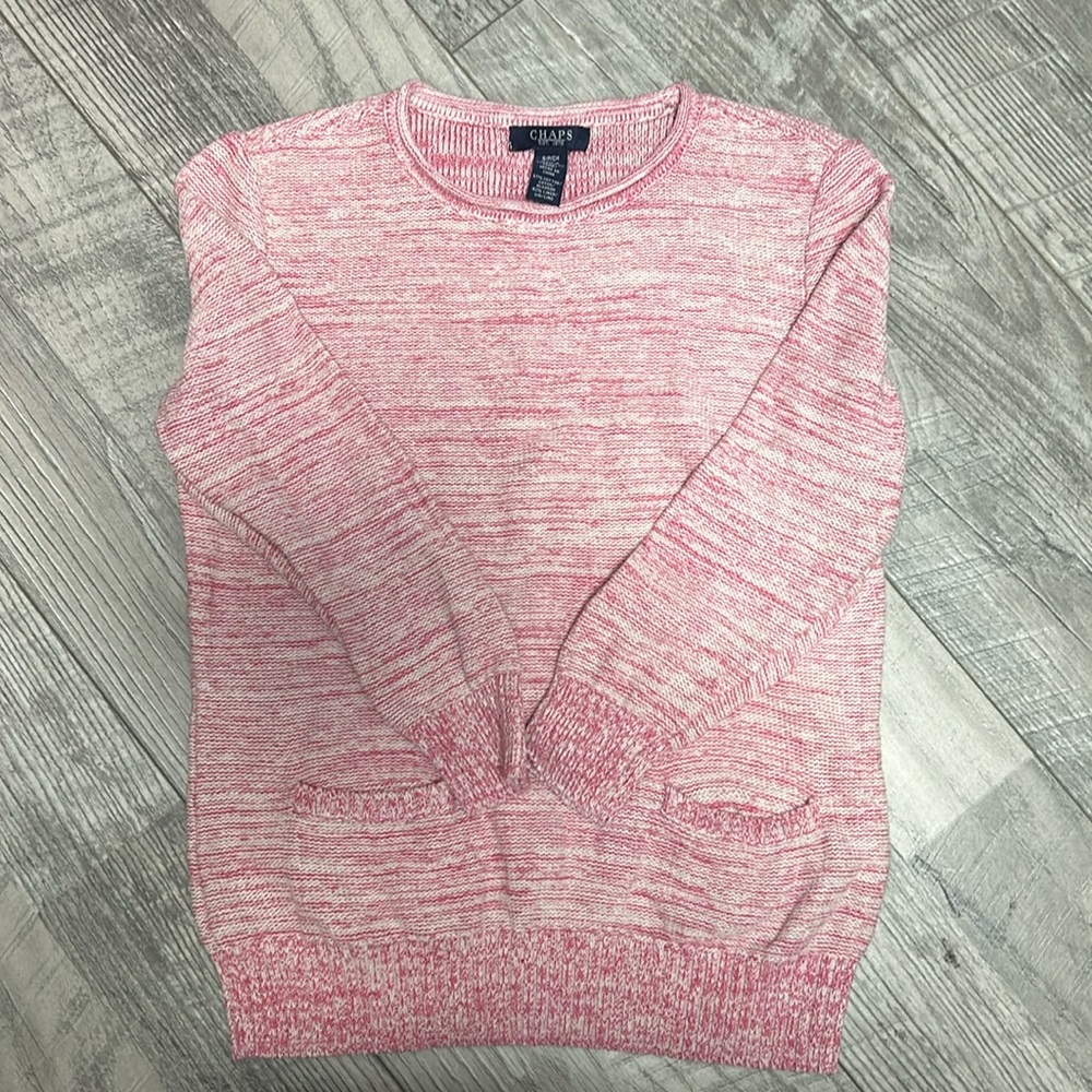 CHAPS: Pink and White Knitted Sweater, Size small